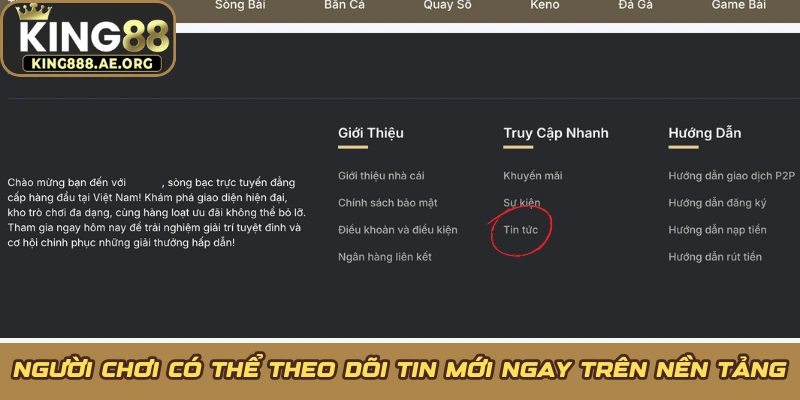 Người chơi có thể theo dõi tin mới ngay trên nền tảng Người chơi có thể theo dõi tin mới ngay trên nền tảng
